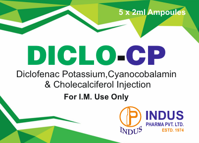 Diclofenac Potassium 75 mg + Cyanocobalamin 5 mg + Cholecalciferol 1000 IU Injection